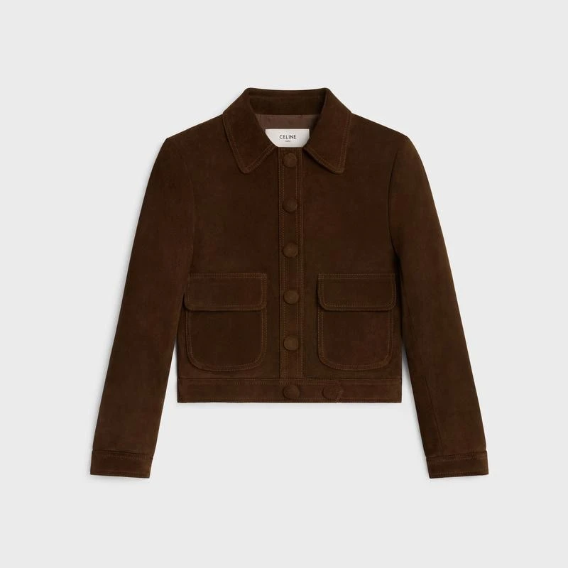 商品Celine|【预售3-7天】CELINE赛琳 女士棕色绒面革夹克,价格¥32024,第1张图片