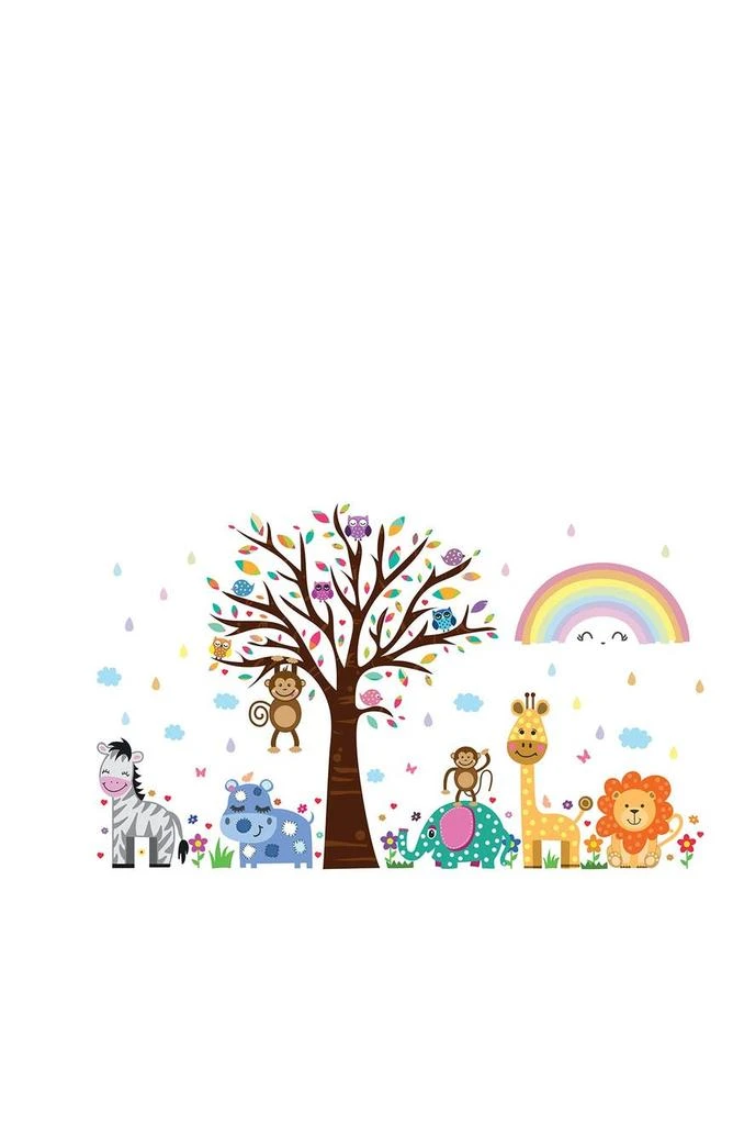 商品WALPLUS|Happy London Zoo With Rainbow Wall Stickers,价格¥191,第2张图片详细描述