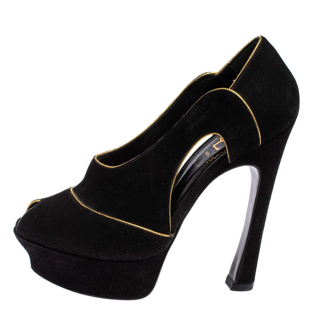 商品[二手商品] Yves Saint Laurent|Yves Saint Laurent Black Cut Out Suede Palais Peep Toe Platform Pumps Size 36,价格¥1376,第2张图片详细描述