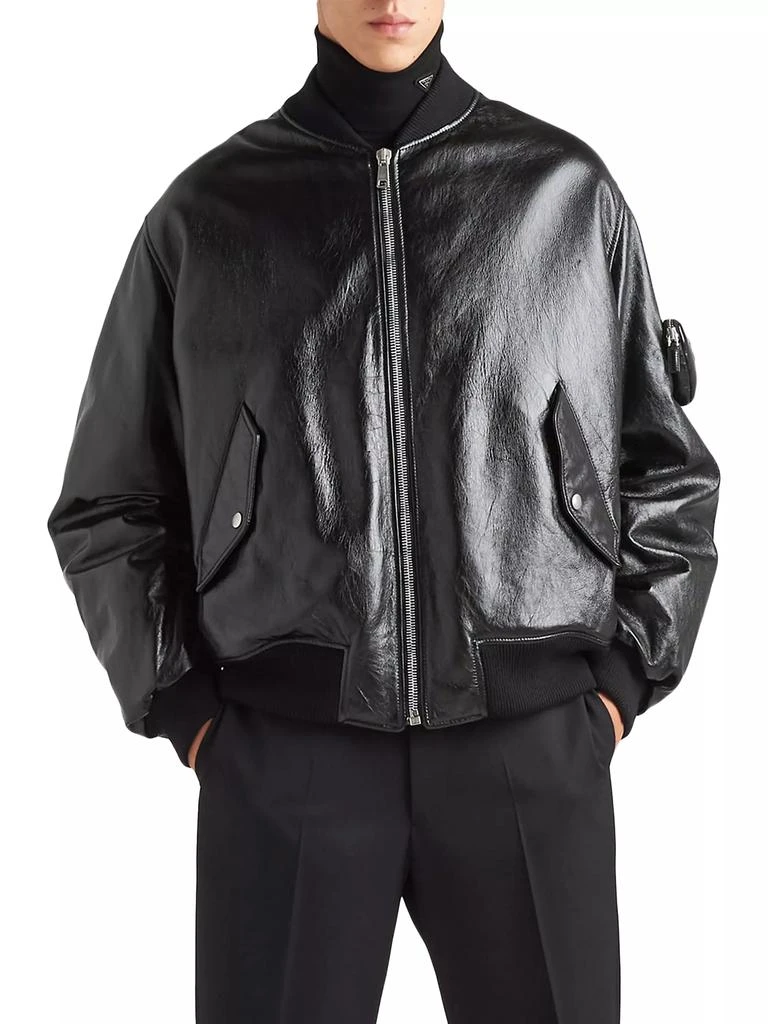 商品Prada|Nappa Leather Bomber Jacket,价格¥52445,第2张图片详细描述