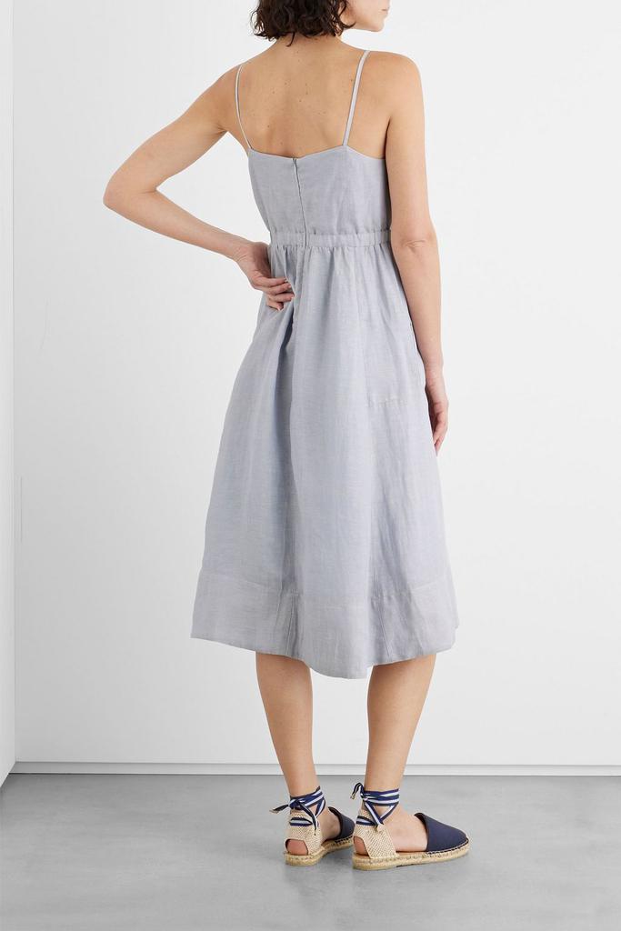 Eve gathered Lyocell and linen-blend twill midi dress商品第3张图片规格展示