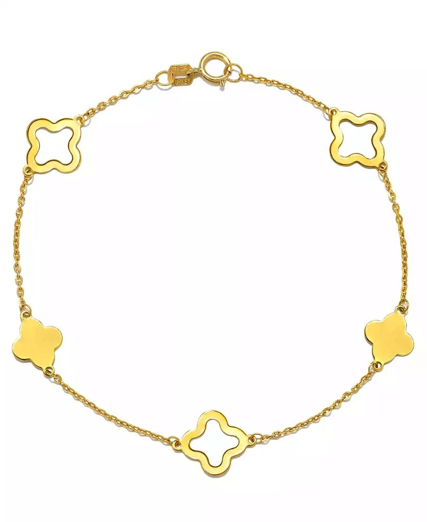 商品Macy's|Solid & Silhouette Alternating Clover Station Link Bracelet in 14k Gold,价格¥2005,第1张图片