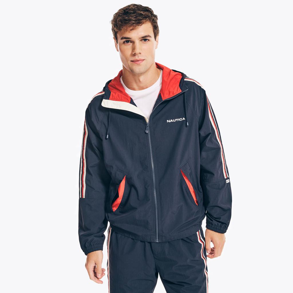 Nautica Mens Reissue Side-Stripe Hooded Jacket商品第1张图片规格展示