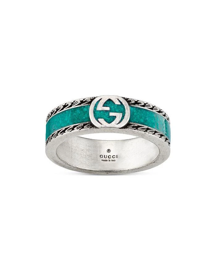 商品Gucci|Sterling Silver & Enamel Interlocking G Ring,价格¥2502,第1张图片详细描述