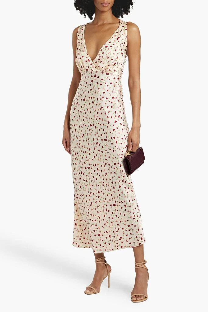 商品Khaite|Milo floral-print cupro-satin midi dress,价格¥5290,第2张图片详细描述