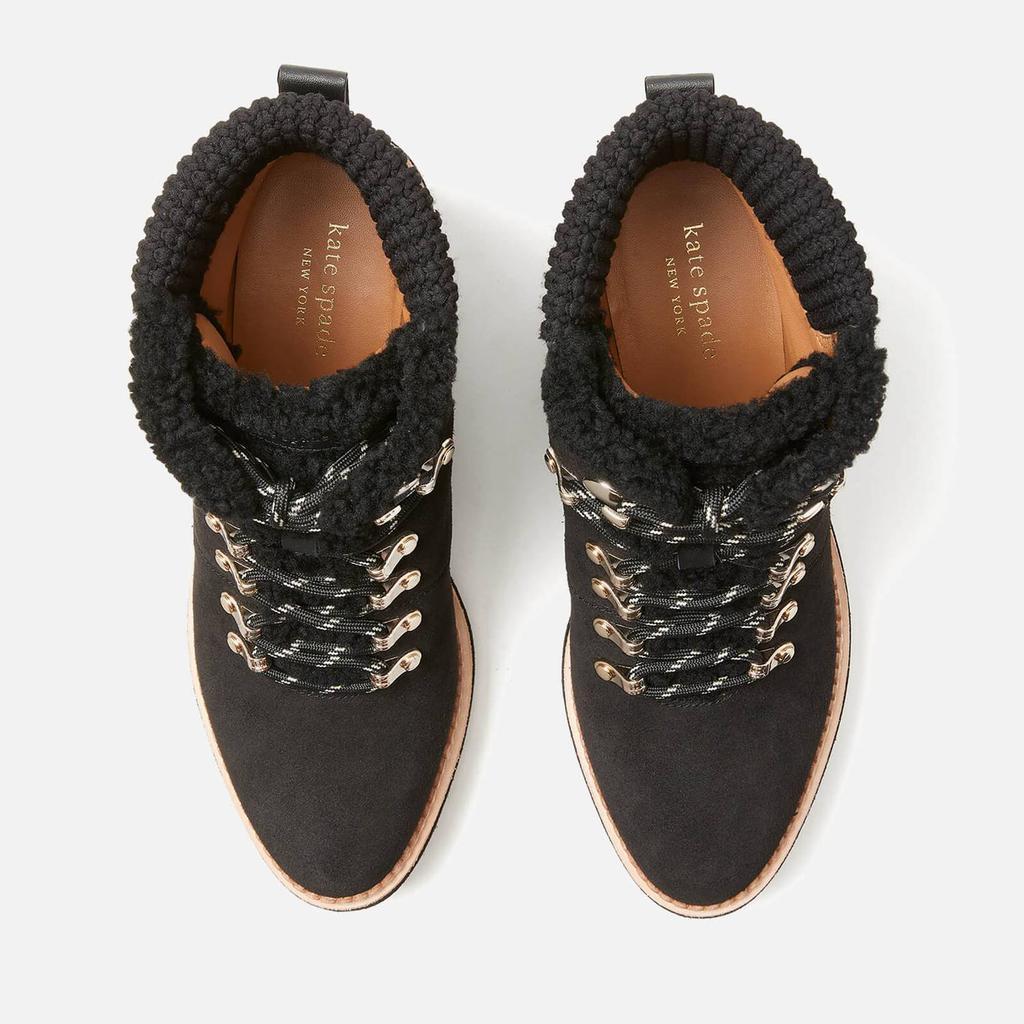 商品Kate Spade|Kate Spade New York Women's Willow Suede/Shearling Wedged Hiking Style Boots - Black,价格¥2436,第5张图片详细描述