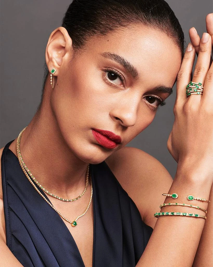 Emerald & Diamond Bangle Bracelet in 14K Yellow Gold 商品