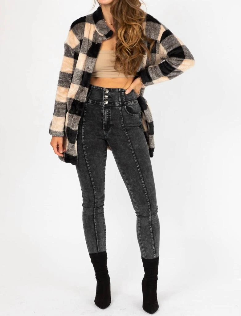 商品trend:notes|3 Button Jeans In Black Acid Wash,价格¥300,第4张图片详细描述