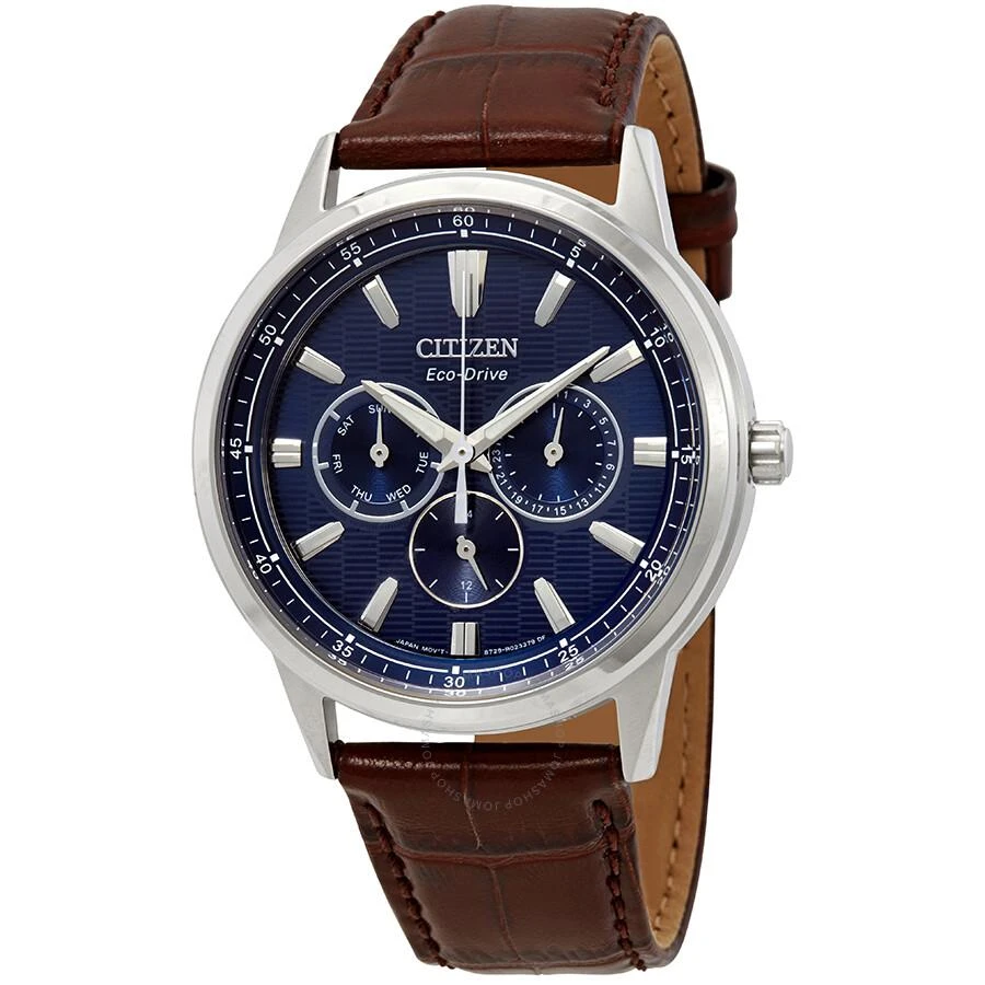 商品Citizen|Corso Blue Dial Brown Leather Men's Watch BU2070-12L,价格¥1320,第1张图片