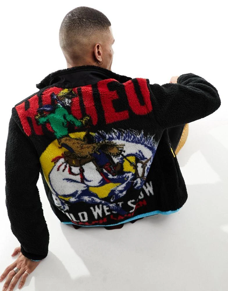 商品Ralph Lauren|Polo Ralph Lauren rodeo print borg jacket in black,价格¥1832,第1张图片