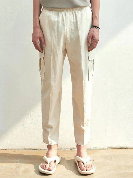 商品NICK NICOLE for MEN|Linen Cargo Pants Cream,价格¥620,第1张图片