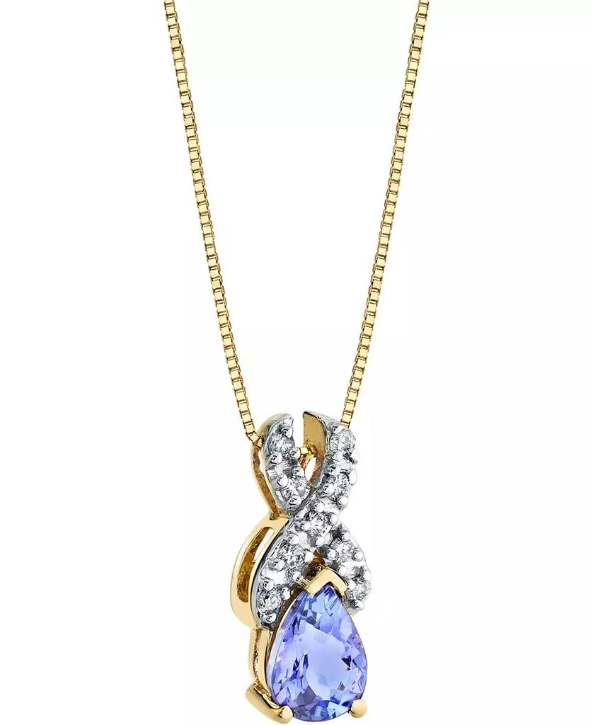 商品Macy's|Tanzanite (3/4 ct. t.w.) & Diamond (1/10 ct. t.w.) 18" Pendant Necklace in 14k Gold,价格¥2017,第2张图片详细描述