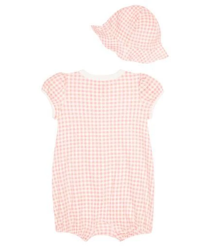 商品Ralph Lauren|Baby gingham cotton playsuit, bib, and hat set,价格¥703,第4张图片详细描述