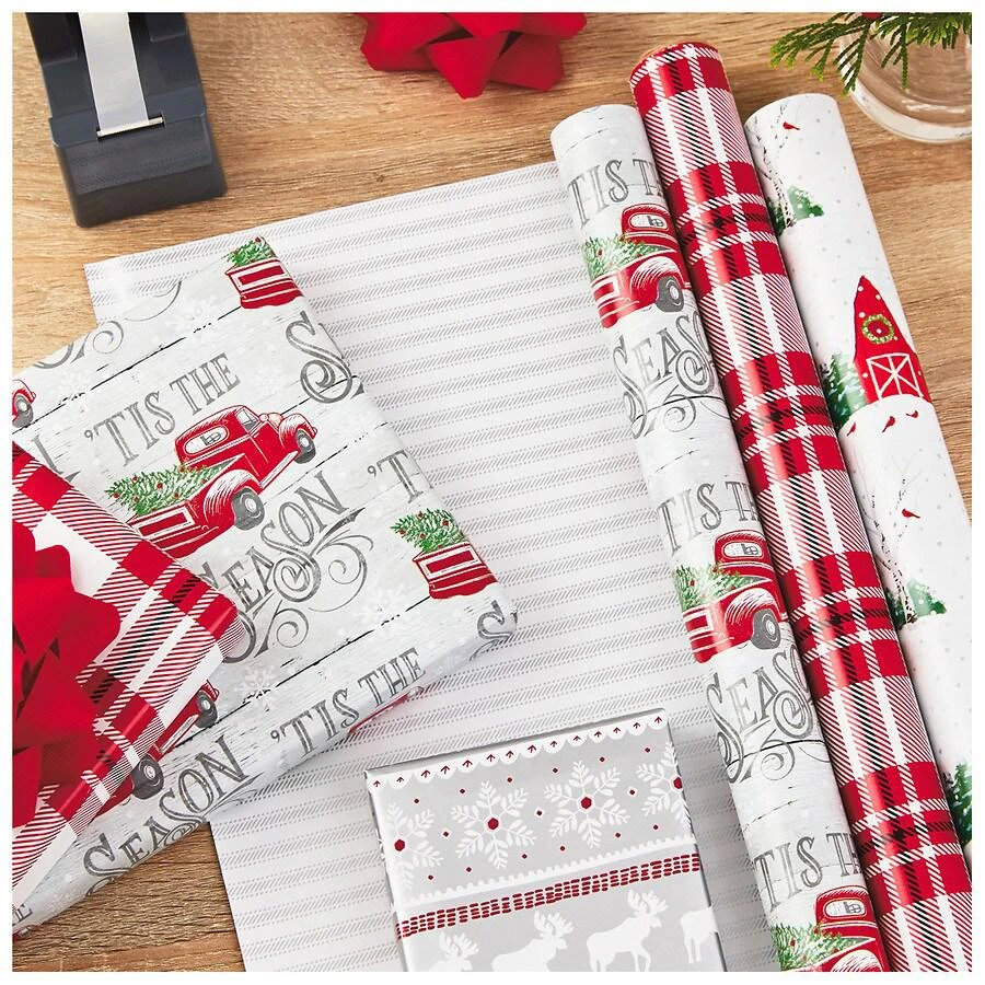 商品Hallmark|Holiday Reversible Wrapping Paper Bundle,价格¥64,第3张图片详细描述