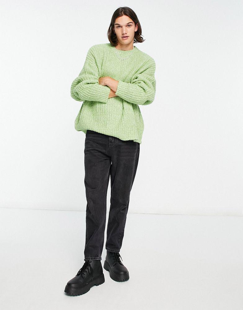 ASOS DESIGN oversized chunky knit jumper in lime green商品第4张图片规格展示