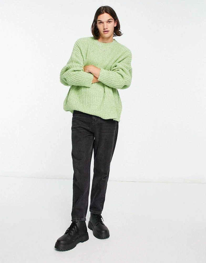 商品ASOS|ASOS DESIGN oversized chunky knit jumper in lime green,价格¥179,第4张图片详细描述