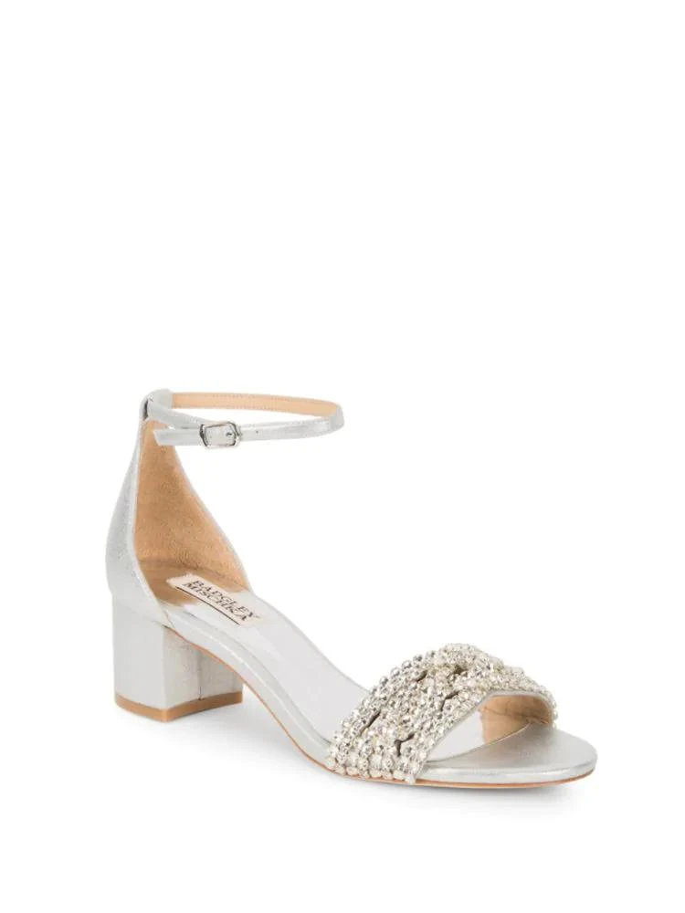 商品Badgley Mischka|Triana Satin Open Toe Pumps,价格¥1026,第1张图片