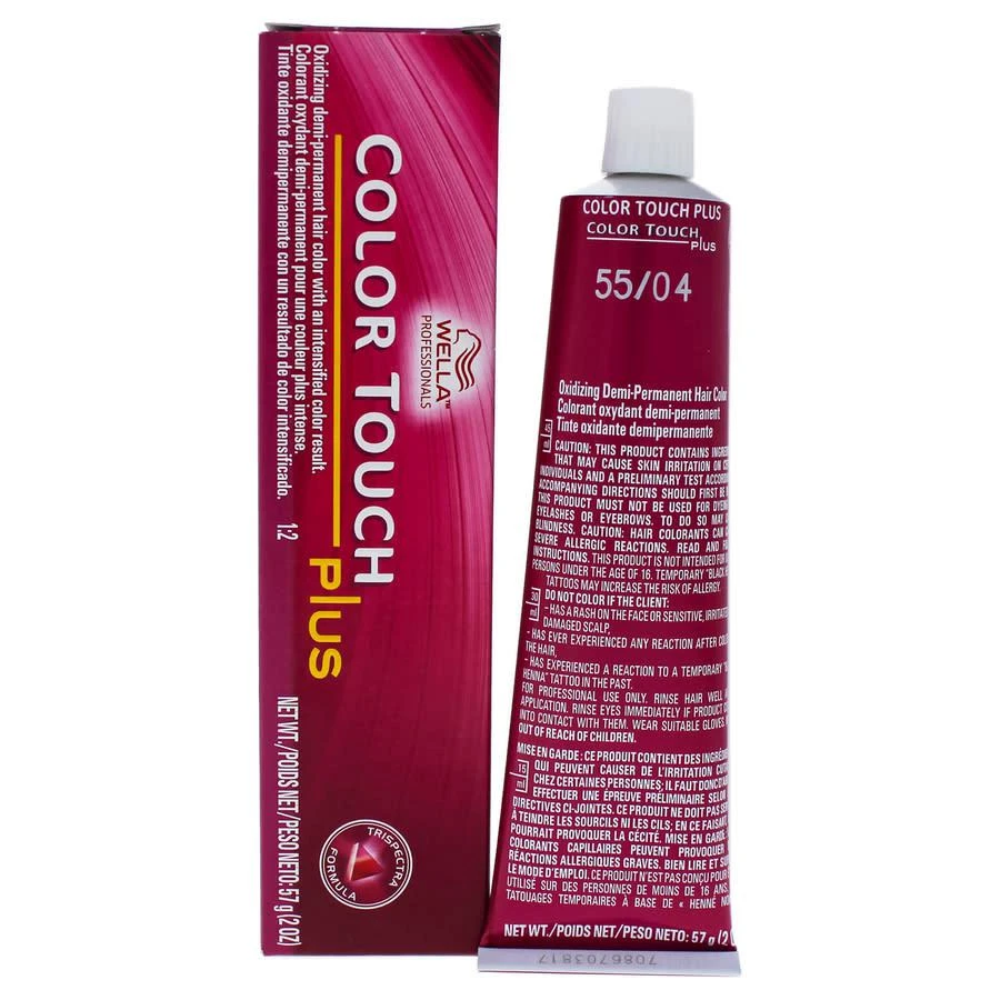 商品Wella|Color Touch Plus Demi-Permanent Color - 55 04 Intense Light Brown-Natural Red by Wella for Unisex - 2 oz Hair Color,价格¥97,第1张图片