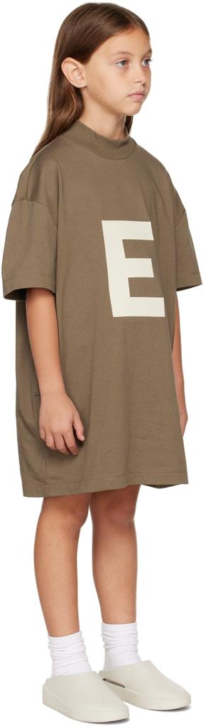 Kids Brown 'E' T-Shirt Dress商品第2张图片规格展示