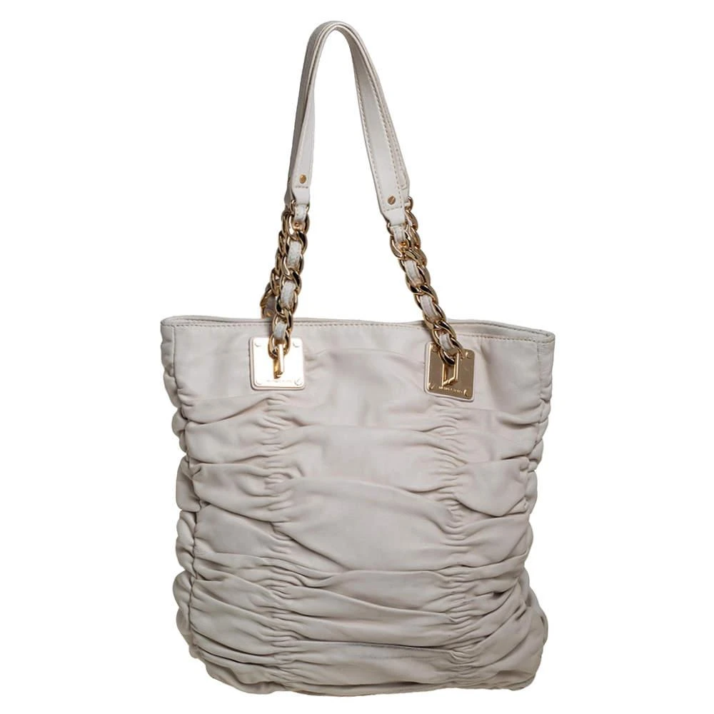 商品[二手商品] Michael Kors|MICHAEL Michael Kors White Pleated Leather Chain Tote,价格¥983,第4张图片详细描述