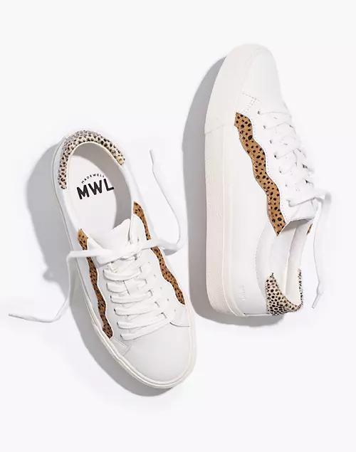 商品Madewell|Sidewalk Low-Top Sneakers in Leather and Calf Hair: Wave Edition,价格¥366,第1张图片