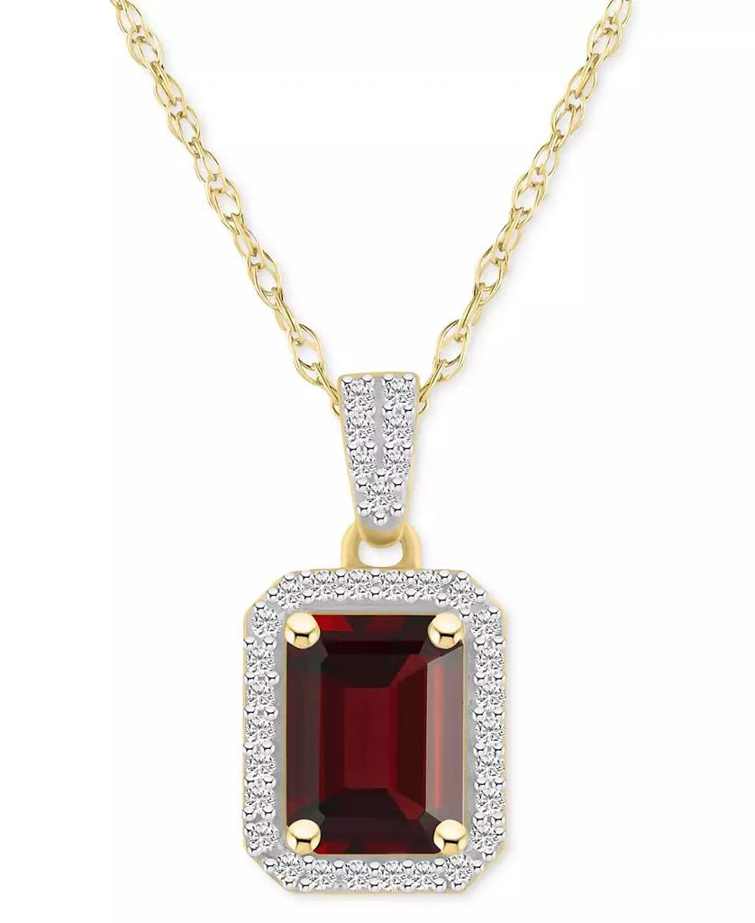 商品Macy's|Garnet (1-7/8 ct. t.w.) & Lab-Created White Sapphire (1/5 ct. t.w.) Emerald-Cut Halo 18" Pendant Necklace in 10k Yellow Gold (Also in Citrine & Amethyst),价格¥3274,第1张图片