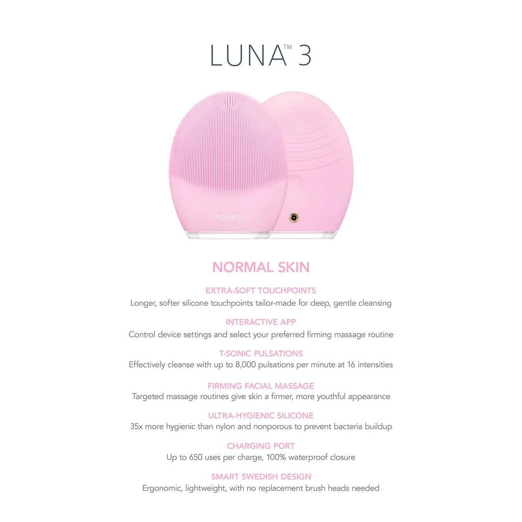 商品Foreo|FOREO LUNA™ 3 Facial Cleansing Brush,价格¥911,第4张图片详细描述