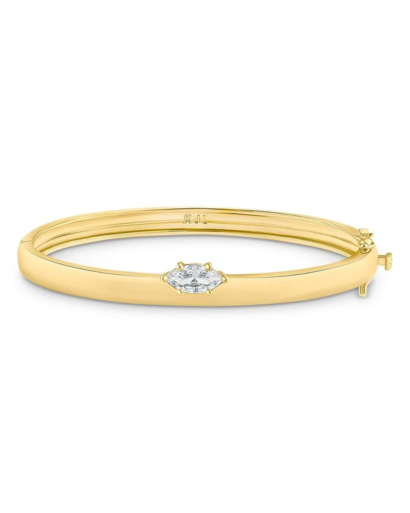 商品Kenneth Jay Lane|Marquise Cubic Zirconia Thin Bangle Bracelet in 14K Gold Plated,价格¥394,第1张图片