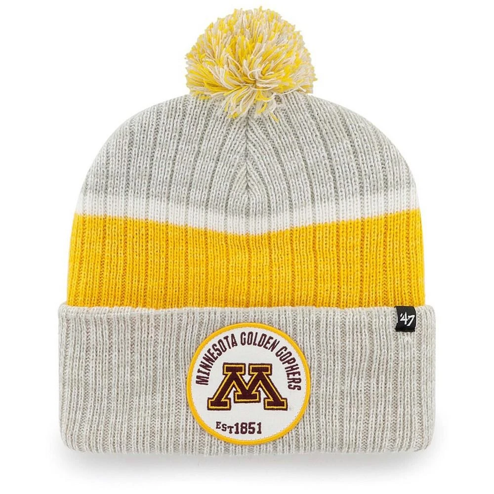 商品47 Brand|Men's Gray Minnesota Golden Gophers Holcomb Cuffed Knit Hat with Pom,价格¥218,第1张图片