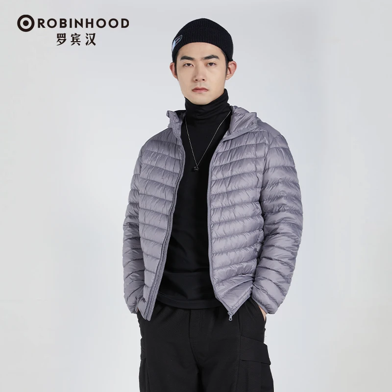 商品[国内直发] ROBINHOOD|罗宾汉休闲时尚男士羽绒服-6720702-中灰色,价格¥164,第1张图片