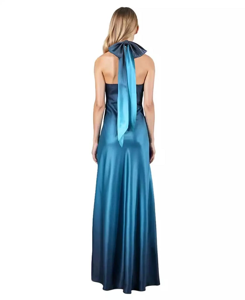 商品Betsy & Adam|Women's Ombre Sleeveless Draped Halter Gown,价格¥1998,第2张图片详细描述