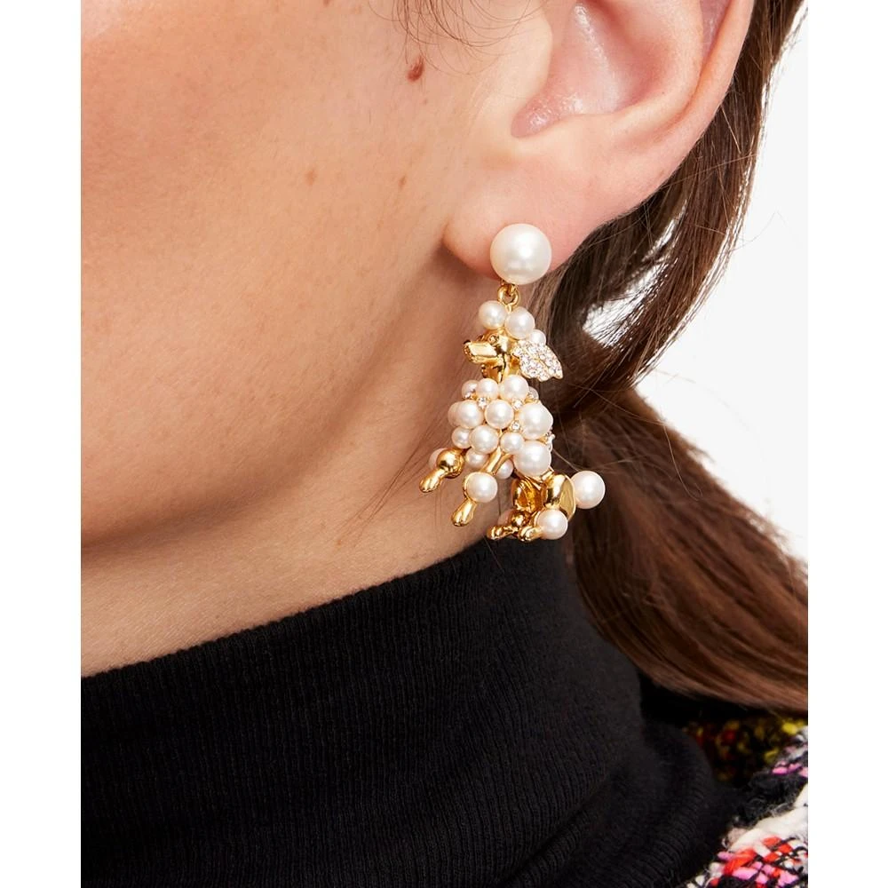 商品Kate Spade|Gold-Tone Cubic Zirconia & Imitation Pearl Poodle Statement Earrings,价格¥652,第4张图片详细描述