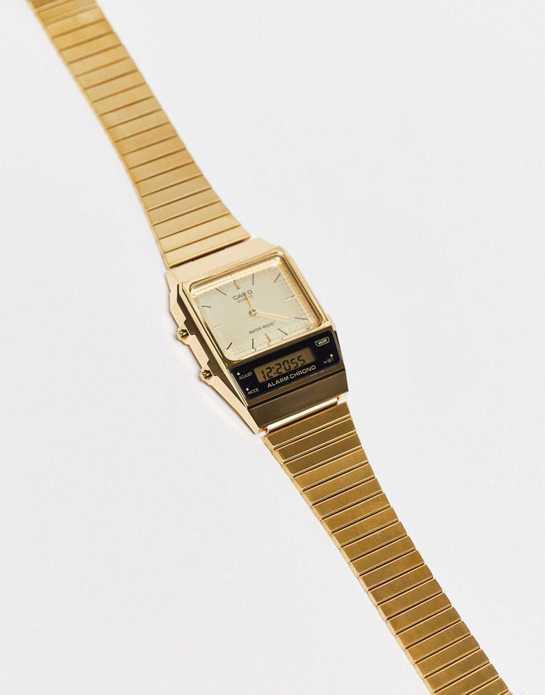 Casio vintage style watch with grid face in gold Exclusive at ASOS商品第4张图片规格展示