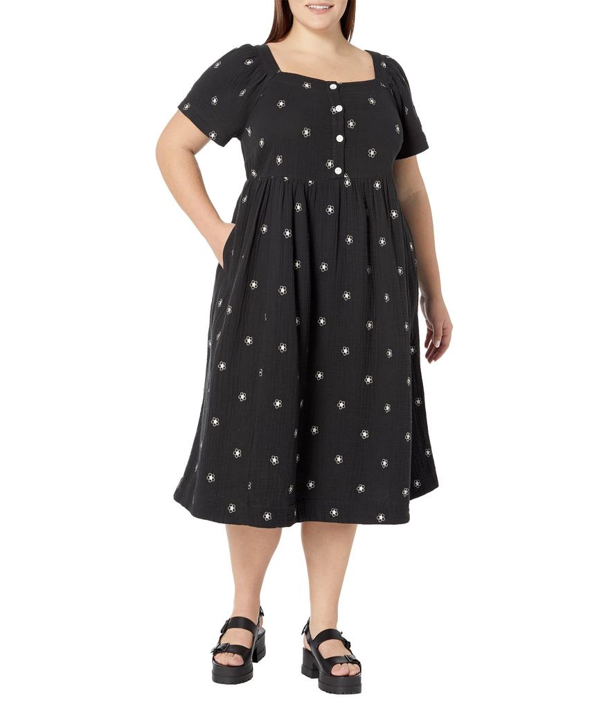 Plus Melanie Short Sleeve Square Neck Easy Midi Dress商品第1张图片规格展示