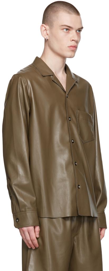 Khaki Meno Vegan Leather Shirt商品第2张图片规格展示