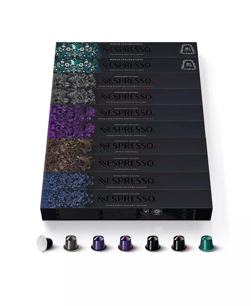 商品Nespresso|Capsules OriginalLine , Best Seller Variety Pack, Dark Roast Espresso Coffee, 100-Count Espresso Pods,价格¥683,第1张图片