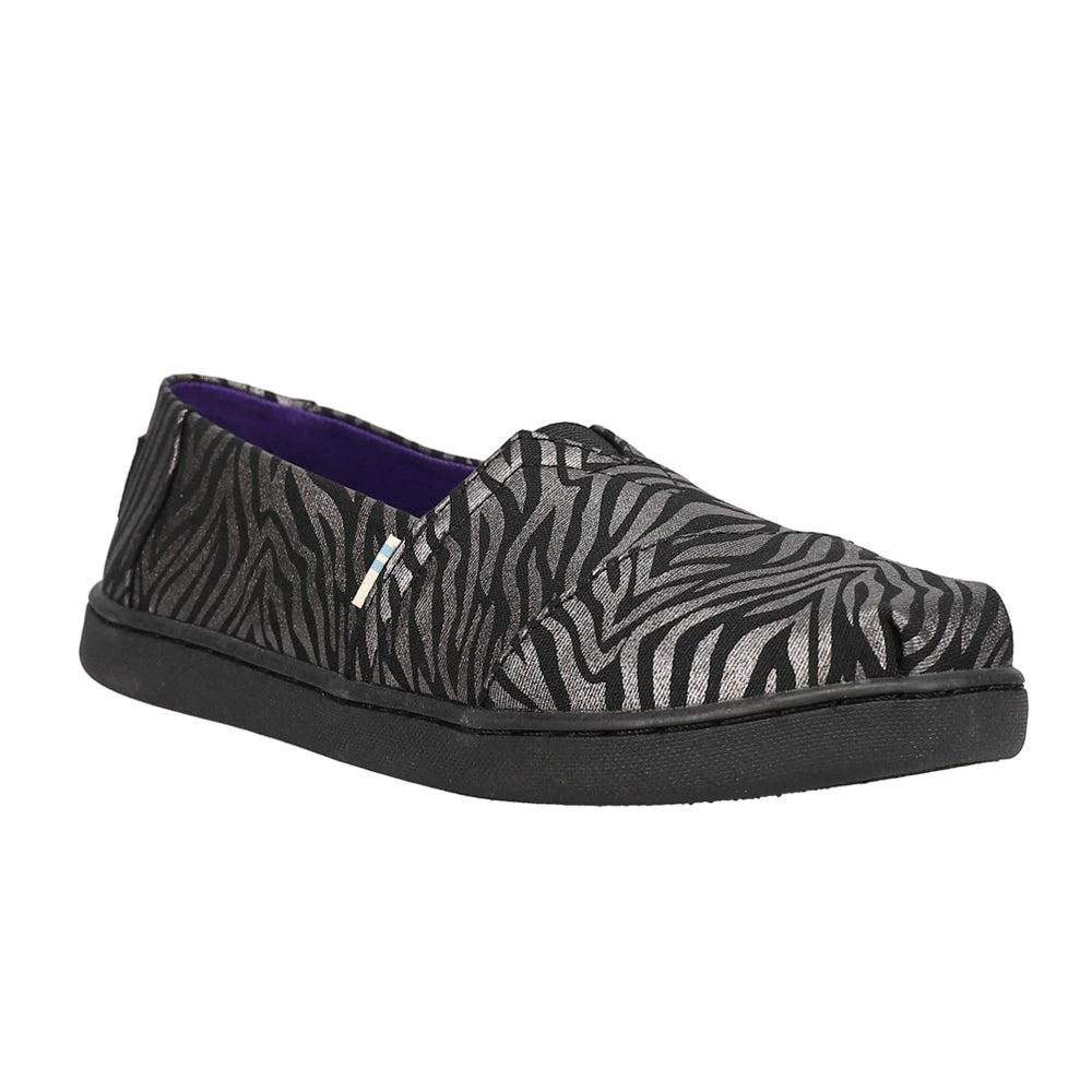 商品TOMS|Alpargata Zebra Shimmer Alpargata Slip On Flats (Big Kid),价格¥223,第2张图片详细描述