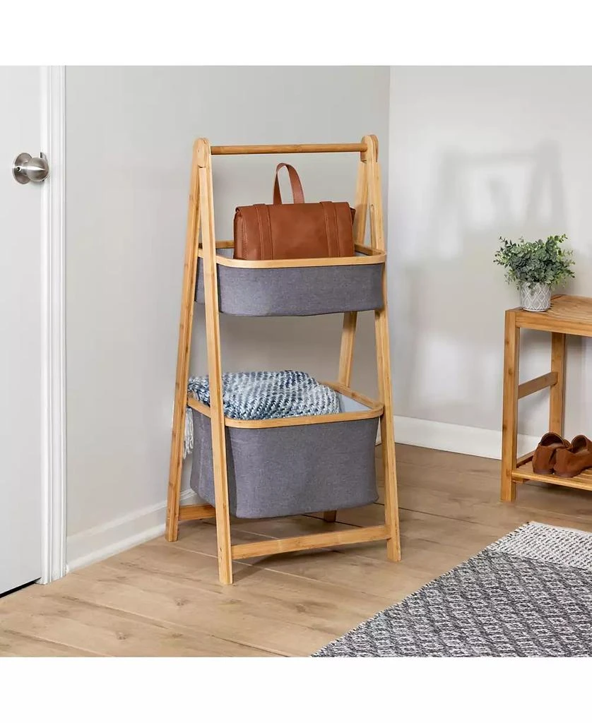 商品Honey Can Do|Bamboo & Canvas 2-Tier Collapsible Shelves,价格¥627,第1张图片