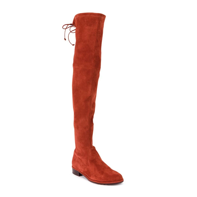 STUART WEITZMAN 女士橘红色麂皮绒过膝系带长靴 LOWLAND-SUS-BURNTSIENA 商品