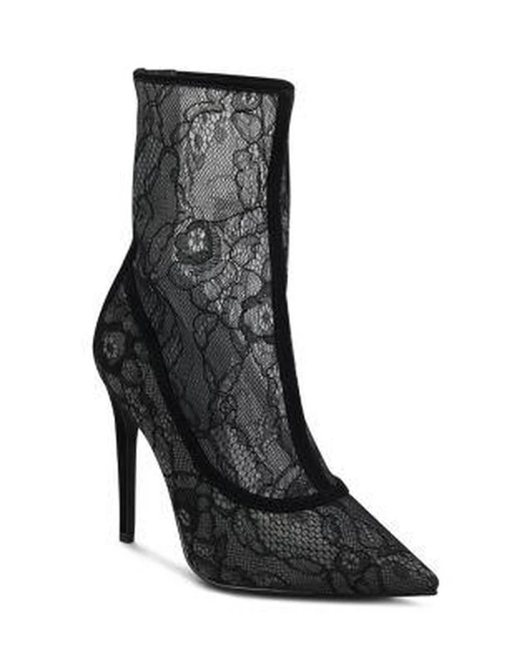 商品Kendall + Kylie|蕾丝透视尖头高跟袜靴,价格¥635,第1张图片