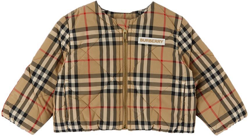商品Burberry|Baby Beige Vintage Check Jacket,价格¥2867,第1张图片