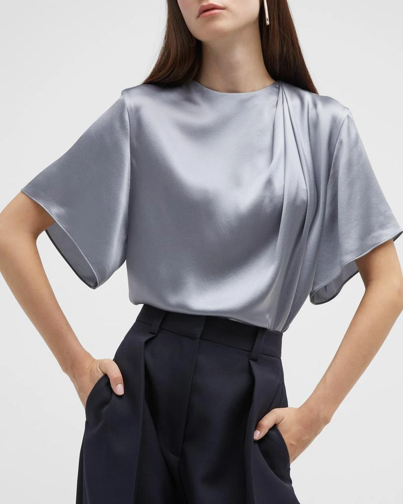 Flutter-Sleeve Draped Silk Blouse 商品