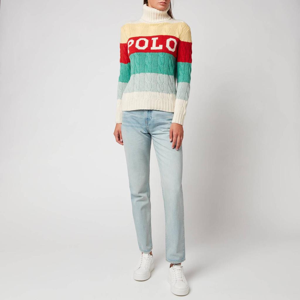 商品Ralph Lauren|Polo Ralph Lauren Women's Polo Striped Turtleneck Cable Knit Jumper- Multi,价格¥864,第5张图片详细描述
