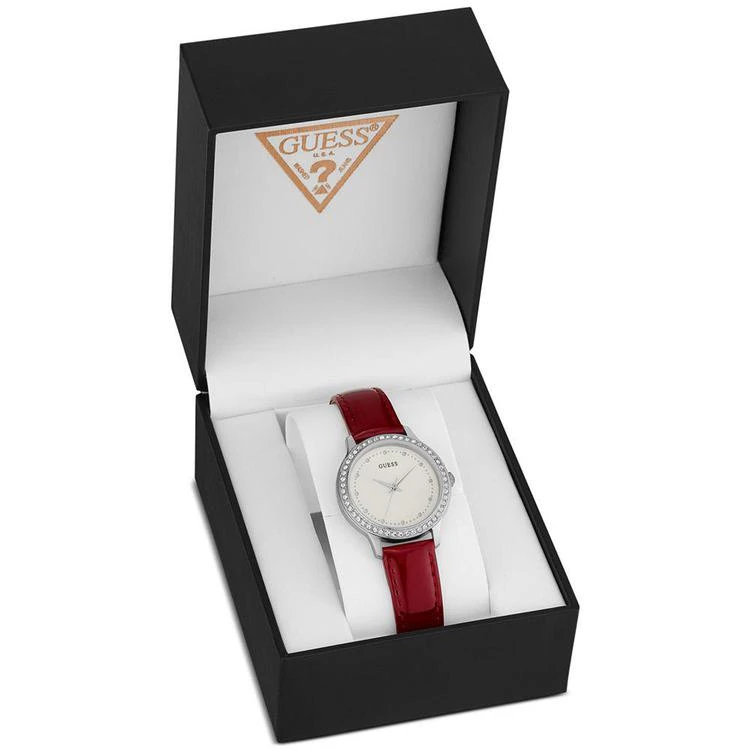 商品GUESS|Women's Red Patent Leather Strap Watch 30mm, A Macy's Exclusive Style,价格¥561,第1张图片