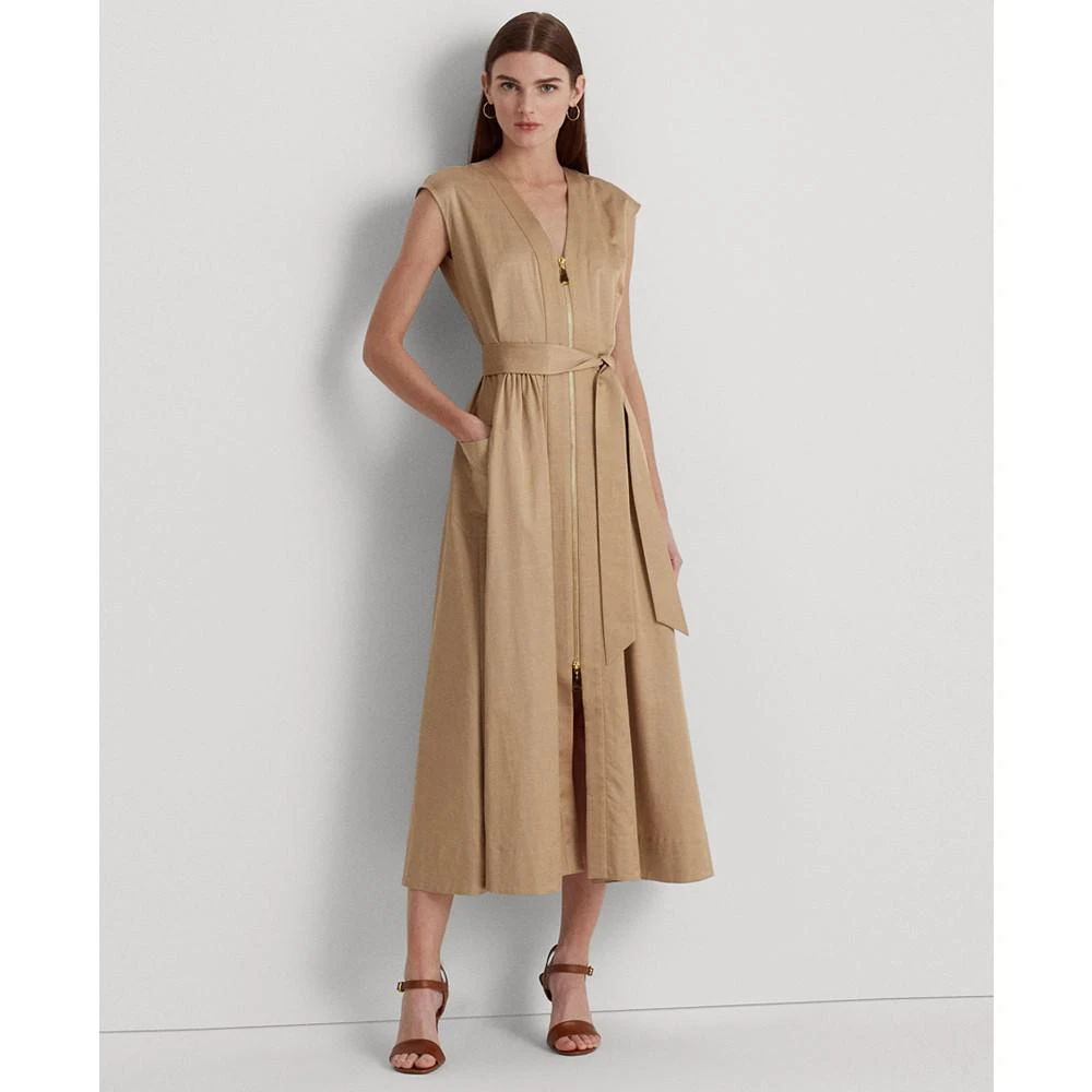 商品Ralph Lauren|Women's Belted Shantung Cap-Sleeve Dress,价格¥1846,第1张图片