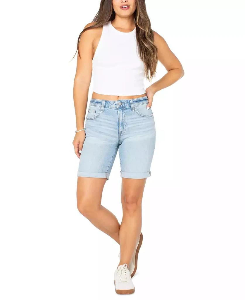 商品Celebrity Pink|Juniors' Cuffed Hem Bermuda Denim Shorts,价格¥135,第3张图片详细描述