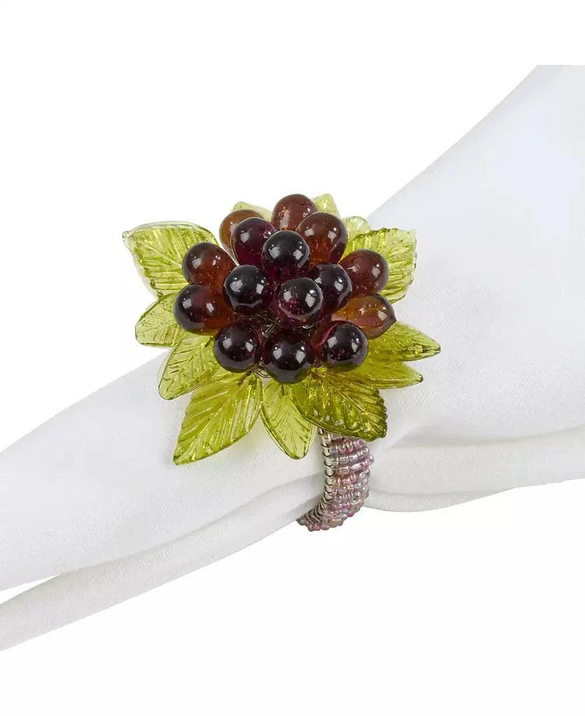 商品Saro Lifestyle|Flower and Leaves Design Beaded Napkin Ring, Set of 4,价格¥135,第4张图片详细描述