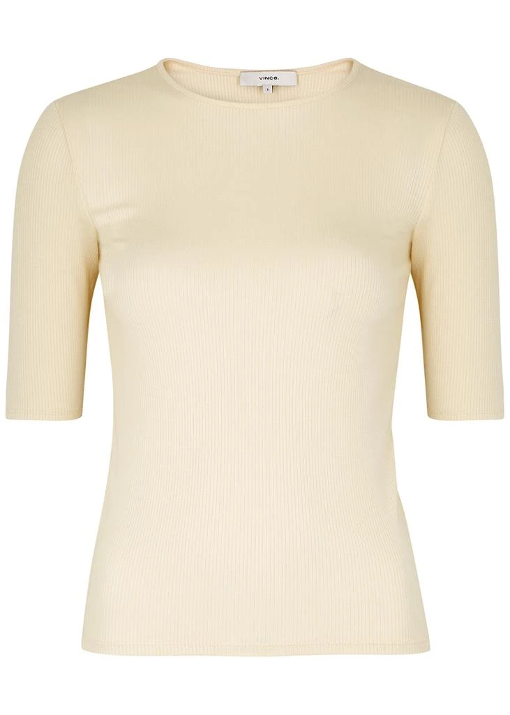 商品Vince|Cream ribbed stretch-jersey top,价格¥1129,第1张图片