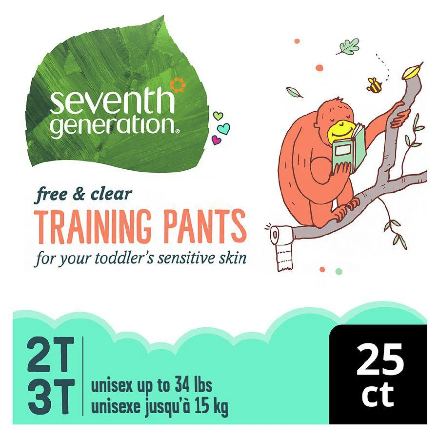商品Seventh Generation|Free & Clear Potty Training Pants Size 2T/3T (M), up to 35 lbs,价格¥97,第3张图片详细描述