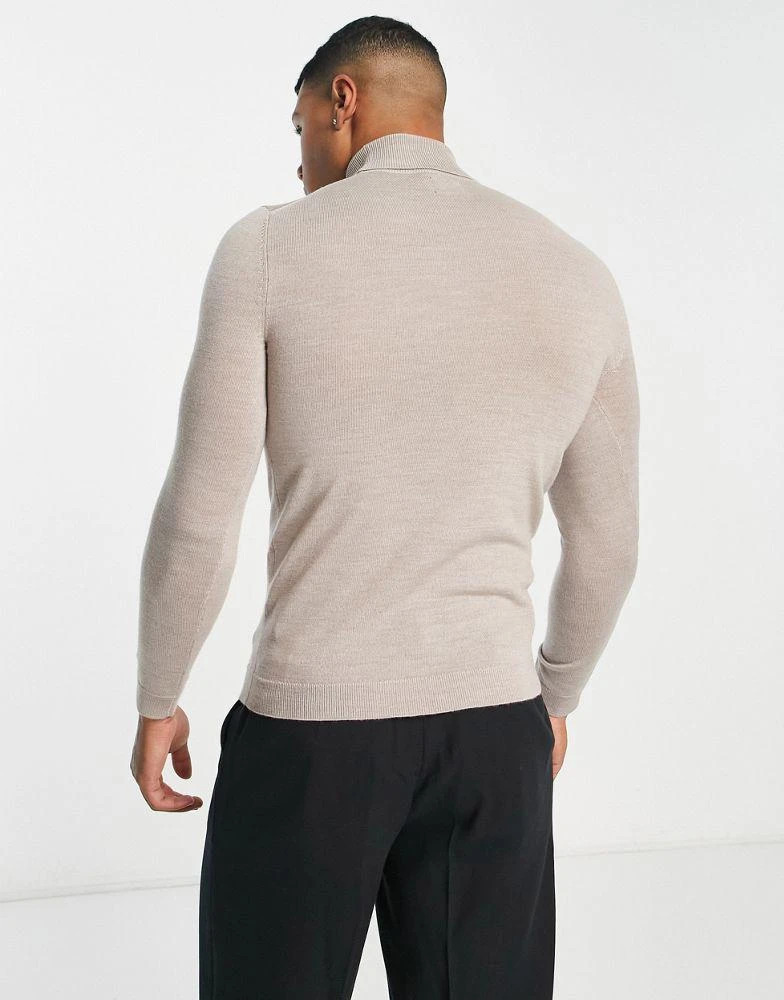 商品ASOS|ASOS DESIGN muscle fit premium merino wool jumper in dusty blue,价格¥264,第2张图片详细描述